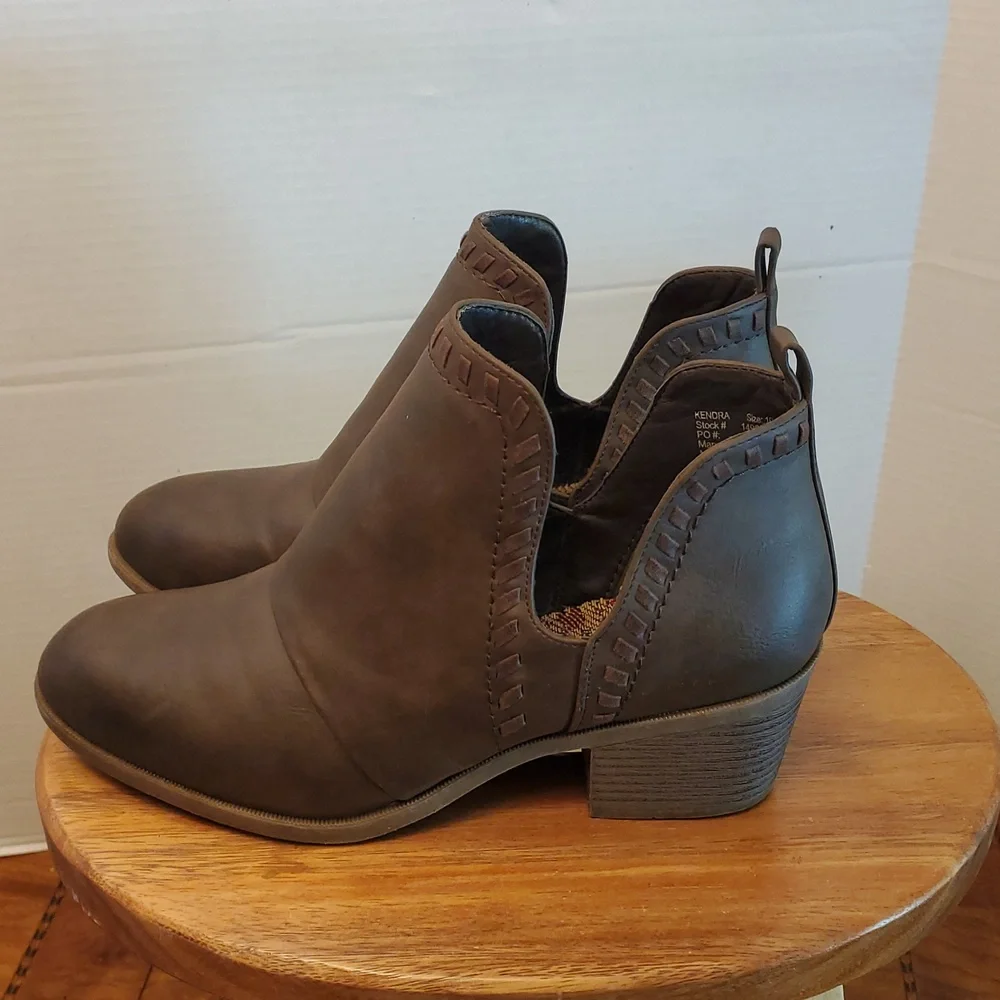 Sophia Taylor Brown Faux Leather Vegan Booties 